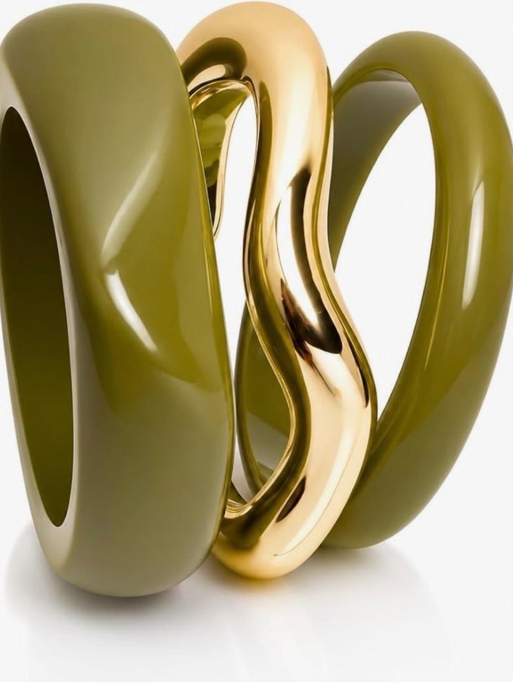 Olive Green and Gold Modern Bracelet Ser